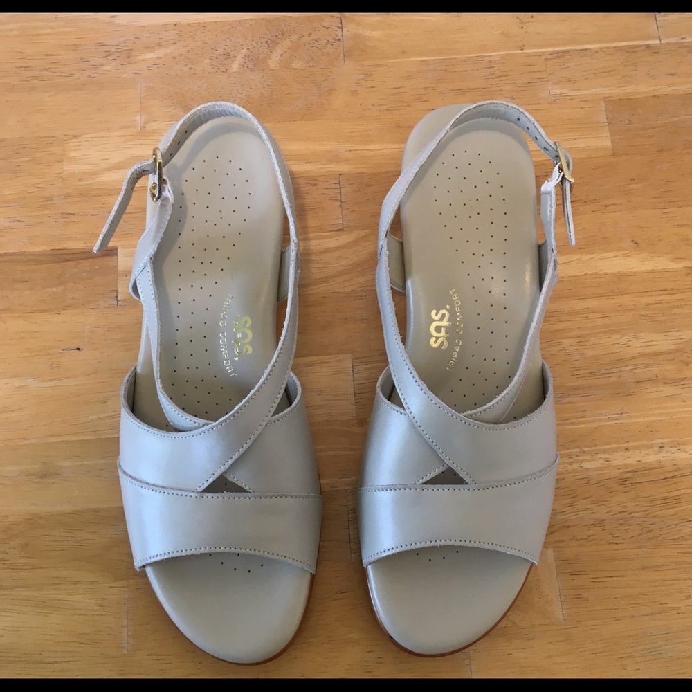 SAS Caress Low Wedge Summer Sandal Nude - Picture 4 of 8